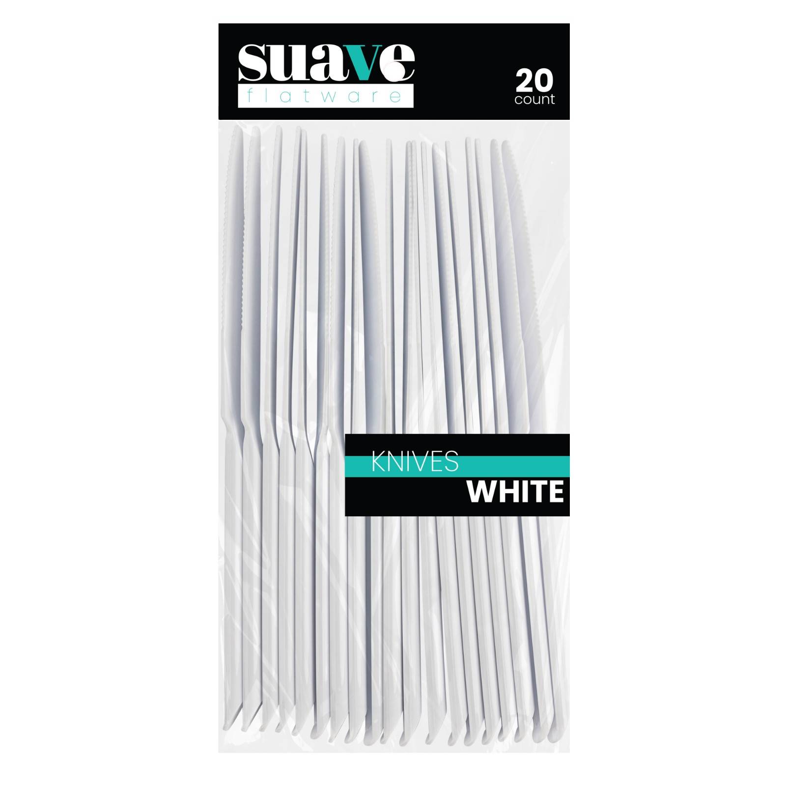 Suave Collection White Flatware 20 Count Flatware Pro Linens