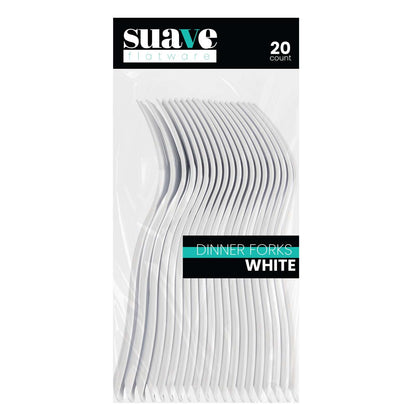 Suave Collection White Flatware 20 Count Flatware Pro Linens