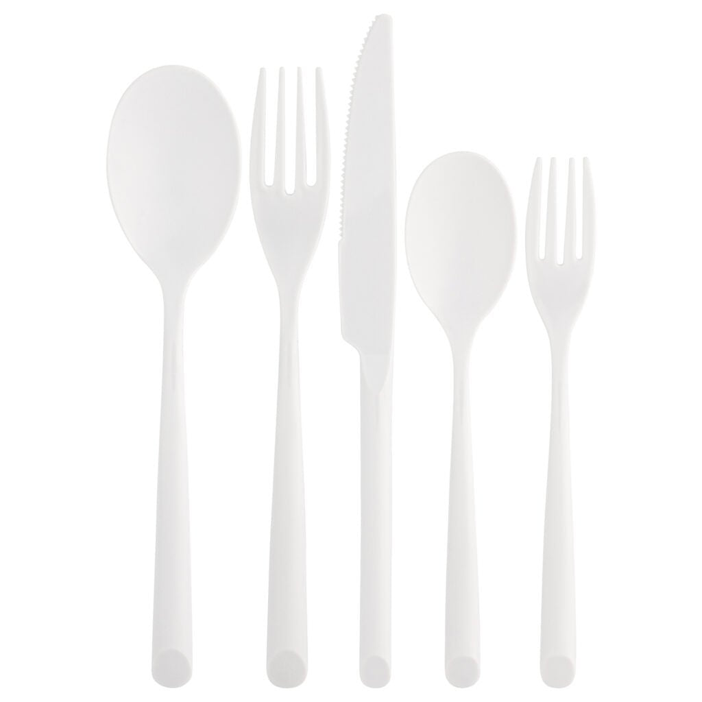 Suave Collection White Flatware Combo Pack - 40 Count (8 Settings) Flatware Sets Pro Linens