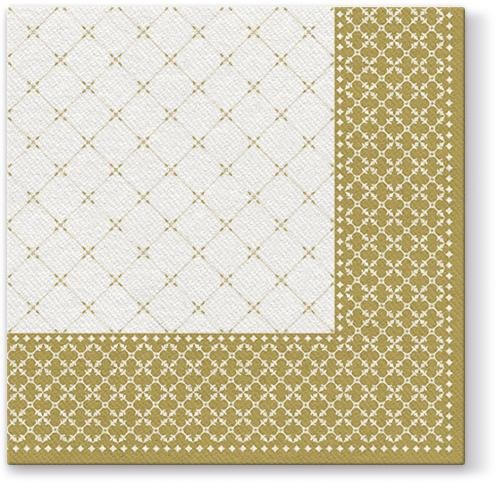 Subtle Grid Gold Airlaid Dinner Napkin 1/4 Fold - 50 Pack Dinner Napkins Pro Linens