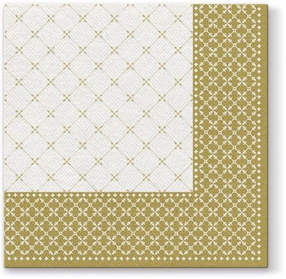 Subtle Grid Gold Airlaid Dinner Napkin 1/4 Fold - 50 Pack Dinner Napkins Pro Linens