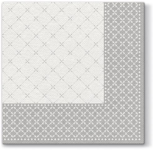 Subtle Grid Silver Airlaid 1/4 Fold Dinner Napkin - 50 Pack Dinner Napkins Pro Linens