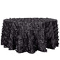 Taffeta 120" Round Tablecloth Black Leaf | 3D Leaf Petal Design Seamless Table Cover Pro Linens