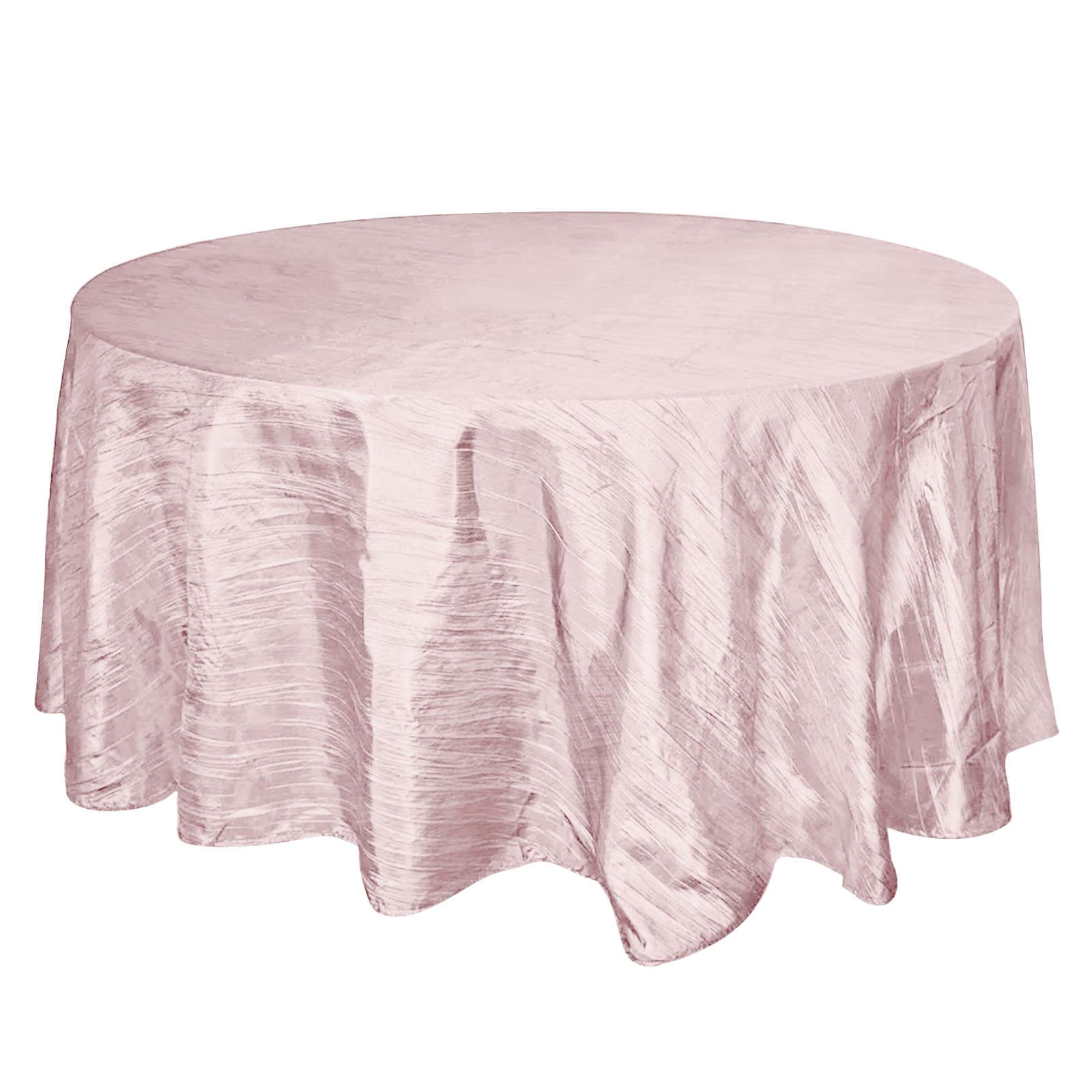 Taffeta 120" Round Tablecloth Blush - Seamless Accordion Crinkle Table Cover Pro Linens