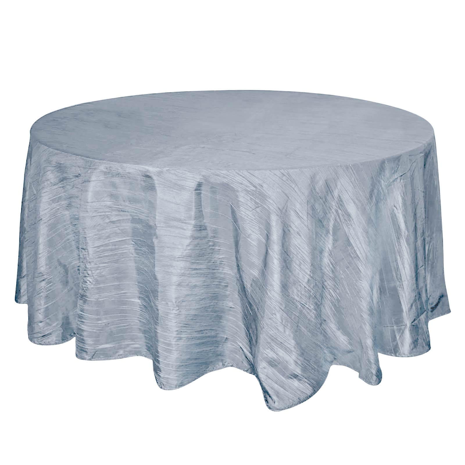 Taffeta 120" Round Tablecloth Dusty Blue - Seamless Accordion Crinkle Table Cover Pro Linens