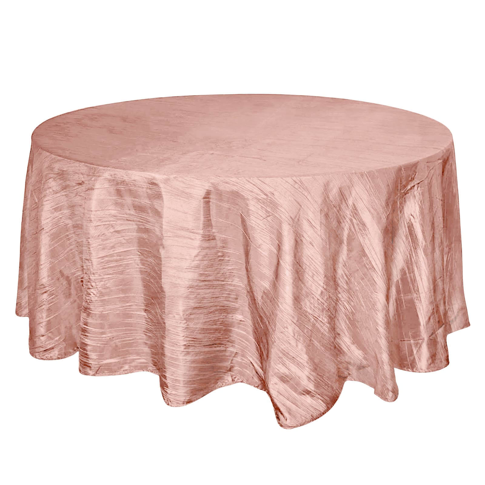 Taffeta 120" Round Tablecloth Dusty Rose - Seamless Accordion Crinkle Table Cover Pro Linens