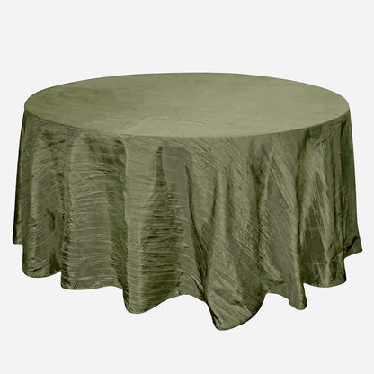 Taffeta 120" Round Tablecloth Dusty Sage Green - Seamless Accordion Crinkle Table Cover Pro Linens