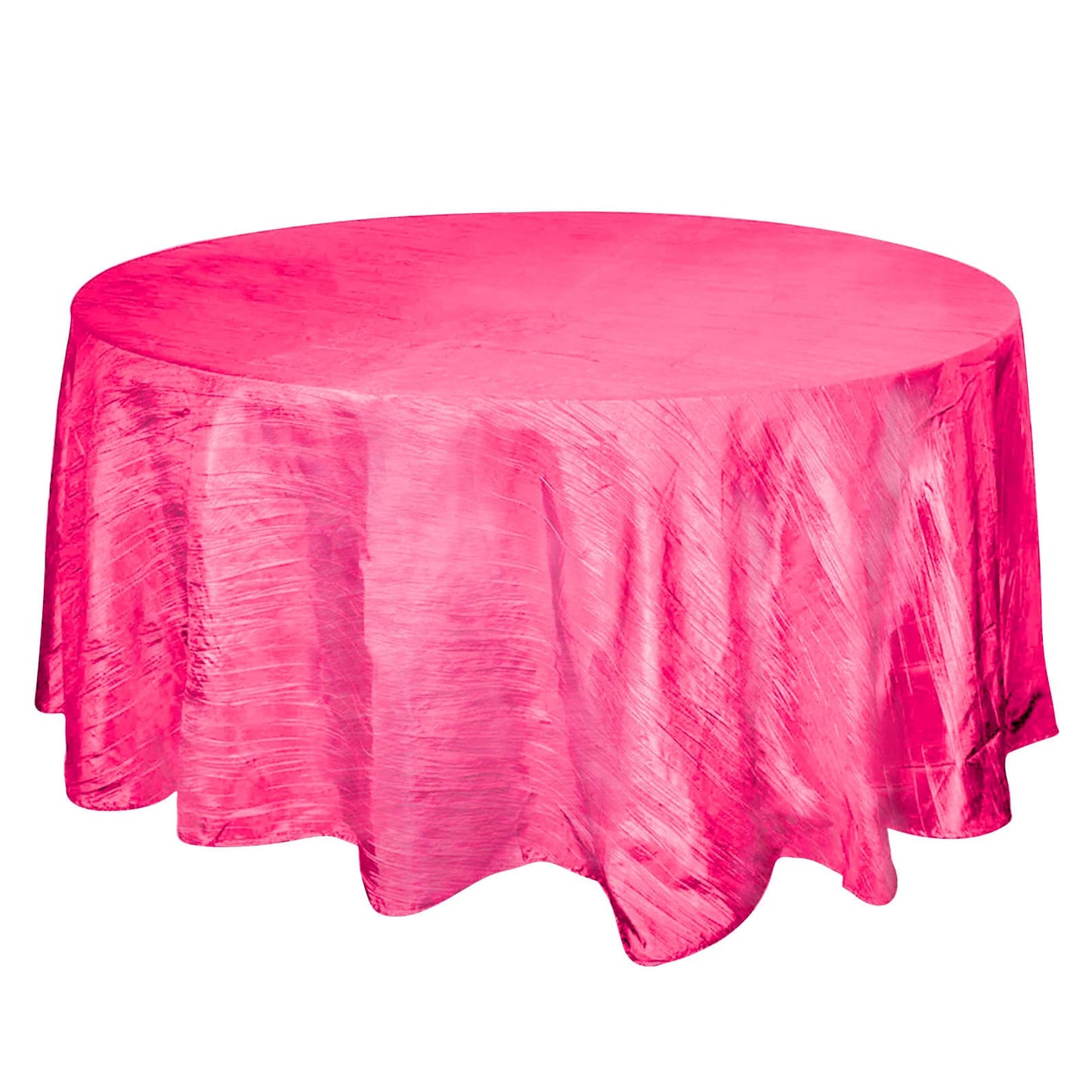 Taffeta 120" Round Tablecloth Fuchsia - Seamless Accordion Crinkle Table Cover Pro Linens