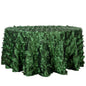 Taffeta 120" Round Tablecloth Green Leaf | 3D Leaf Petal Design Seamless Table Cover Pro Linens