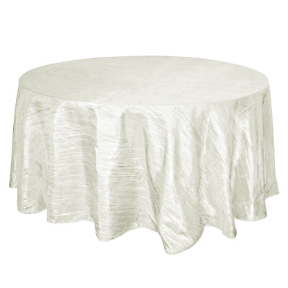 Taffeta 120" Round Tablecloth Ivory - Seamless Accordion Crinkle Table Cover Pro Linens