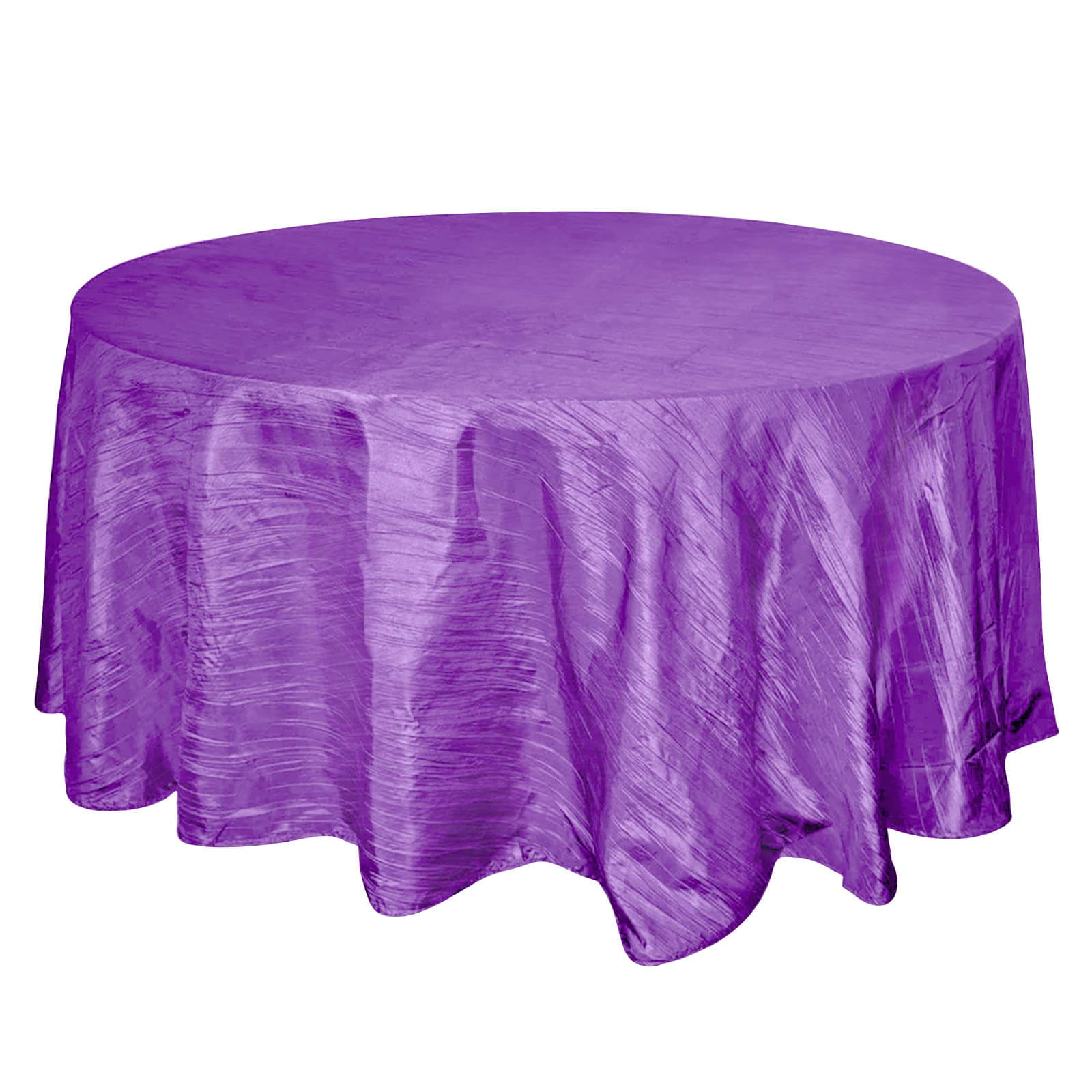 Taffeta 120" Round Tablecloth Purple - Seamless Accordion Crinkle Table Cover Pro Linens