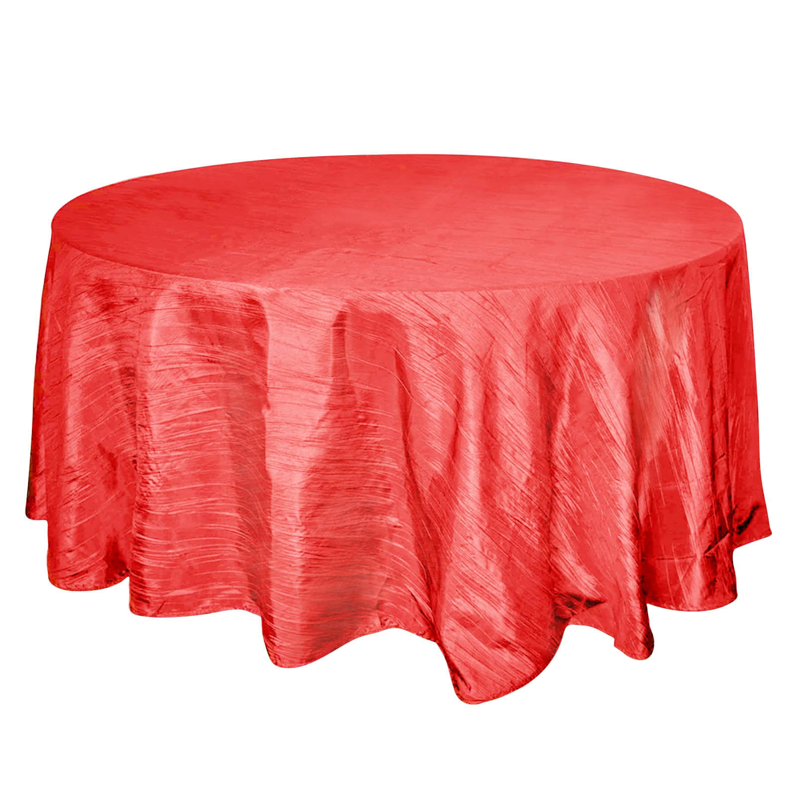 Taffeta 120" Round Tablecloth Red - Seamless Accordion Crinkle Table Cover Pro Linens