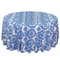 Taffeta 120" Round Tablecloth Royal Blue - Seamless Velvet Flocking Damask Table Cover Pro Linens