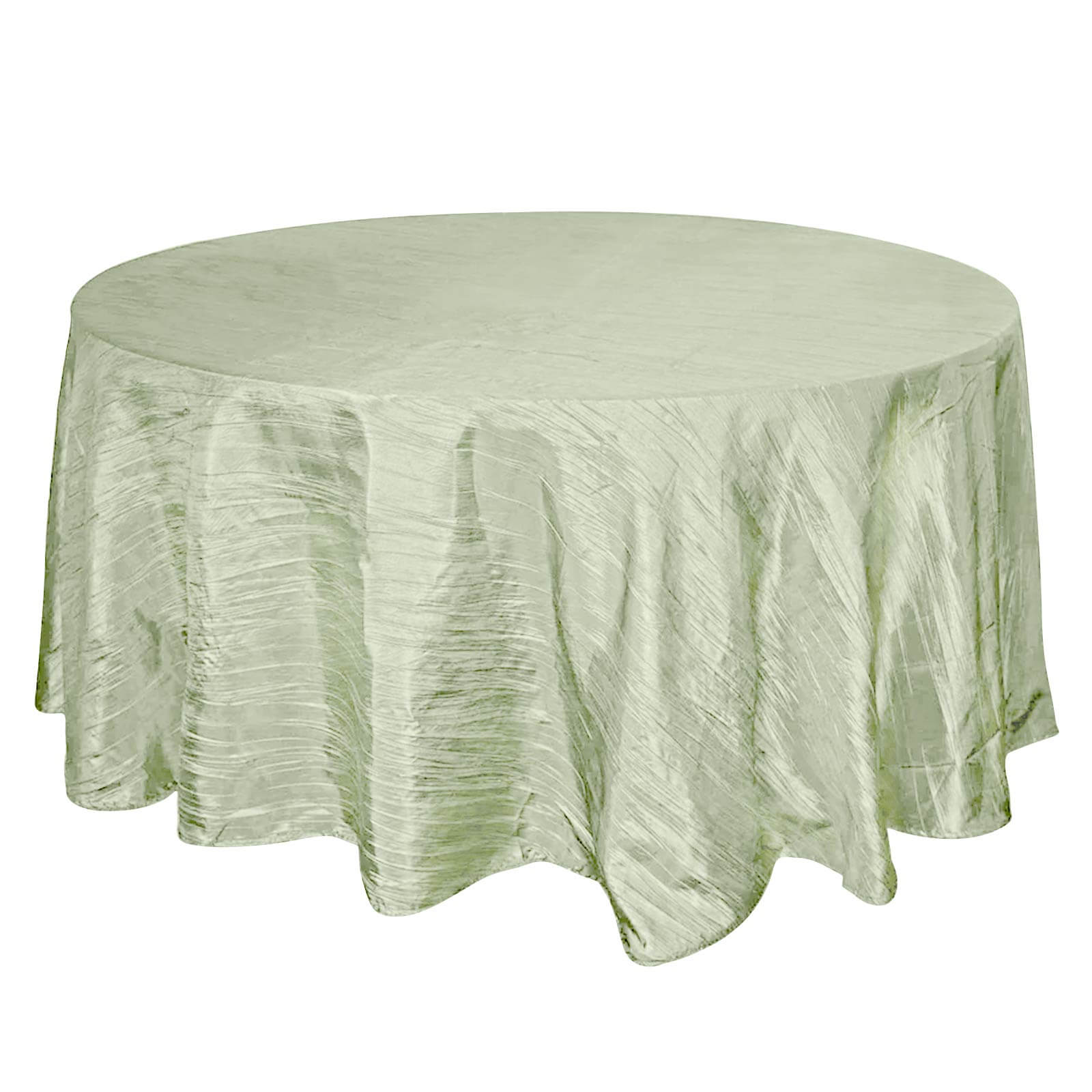 Taffeta 120" Round Tablecloth Sage Green - Seamless Accordion Crinkle Table Cover Pro Linens