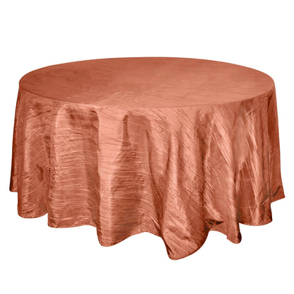 Taffeta 120" Round Tablecloth Terracotta (Rust) - Seamless Accordion Crinkle Table Cover Pro Linens