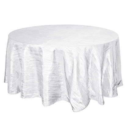 Taffeta 120" Round Tablecloth White - Seamless Accordion Crinkle Design for Stylish Occasions Pro Linens