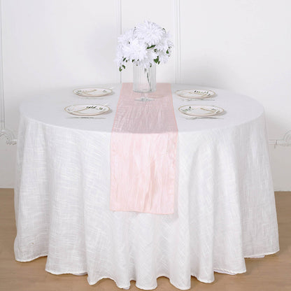 Taffeta 12"x108" Table Runner Blush - Accordion Crinkle Design Pro Linens