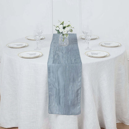 Taffeta 12"x108" Table Runner Dusty Blue - Accordion Crinkle Design Pro Linens