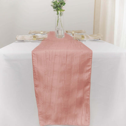 Taffeta 12"x108" Table Runner Dusty Rose - Accordion Crinkle Design Pro Linens