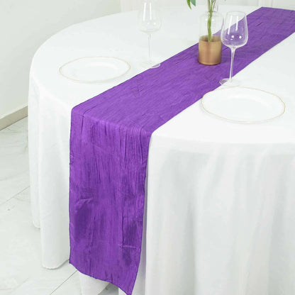 Taffeta 12"x108" Table Runner Purple - Accordion Crinkle Design Pro Linens