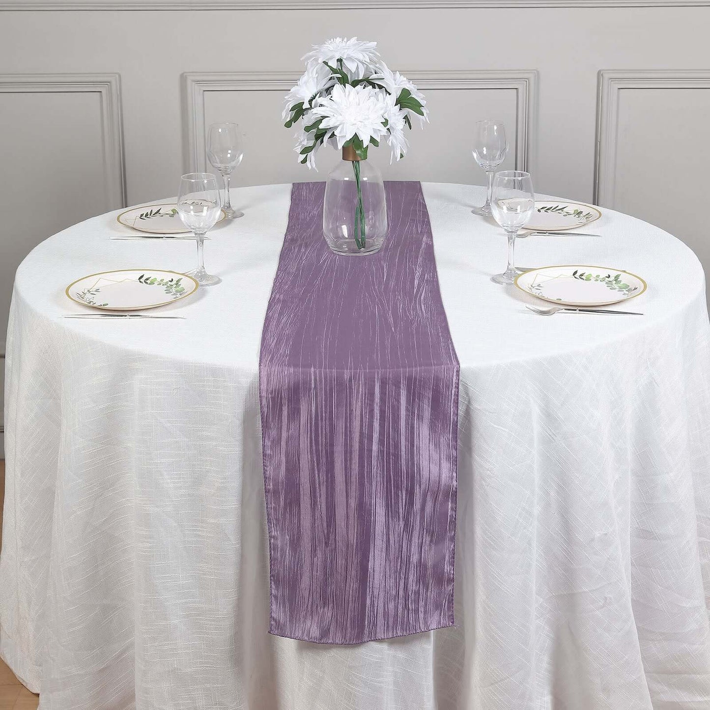 Taffeta 12"x108" Table Runner Violet Amethyst - Accordion Crinkle Design Pro Linens