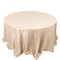 Taffeta 132" Round Tablecloth Beige - Seamless Accordion Crinkle Table Cover Pro Linens