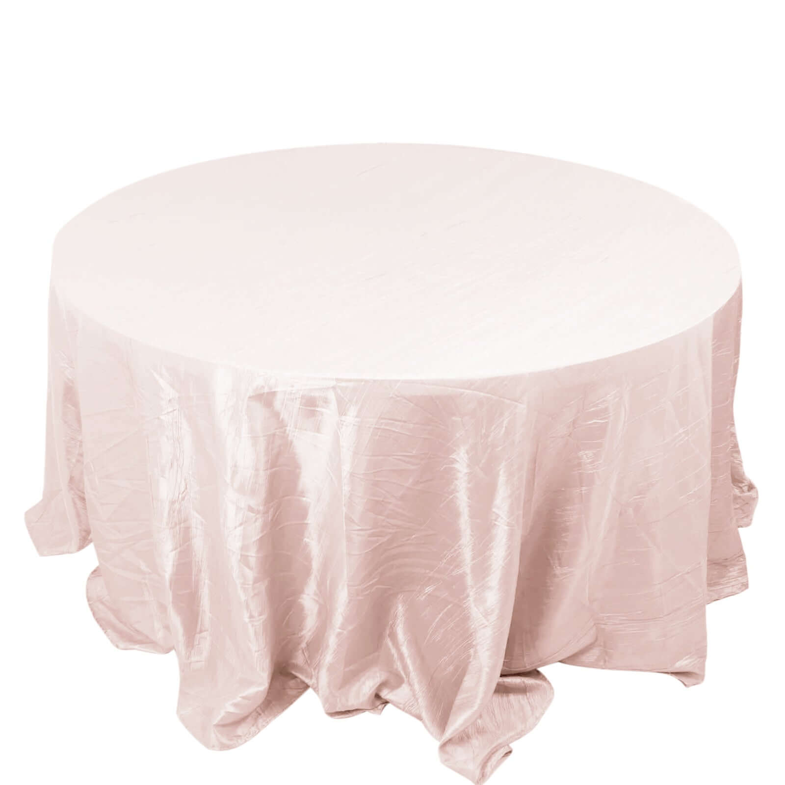 Taffeta 132" Round Tablecloth Blush - Seamless Accordion Crinkle Table Cover Pro Linens