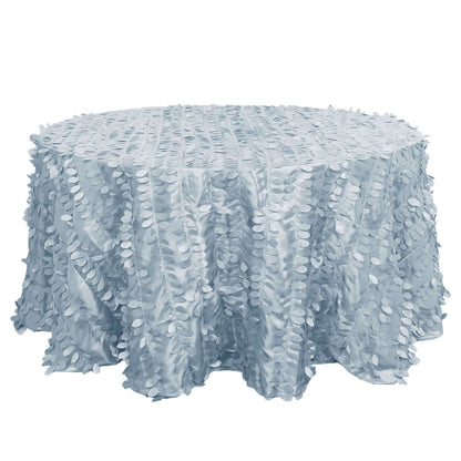 Taffeta 132" Round Tablecloth Dusty Blue | 3D Leaf Petal Design Seamless Table Cover Pro Linens