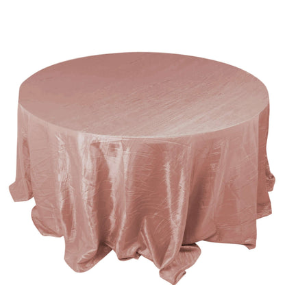 Taffeta 132" Round Tablecloth Dusty Rose - Seamless Accordion Crinkle Table Cover Pro Linens