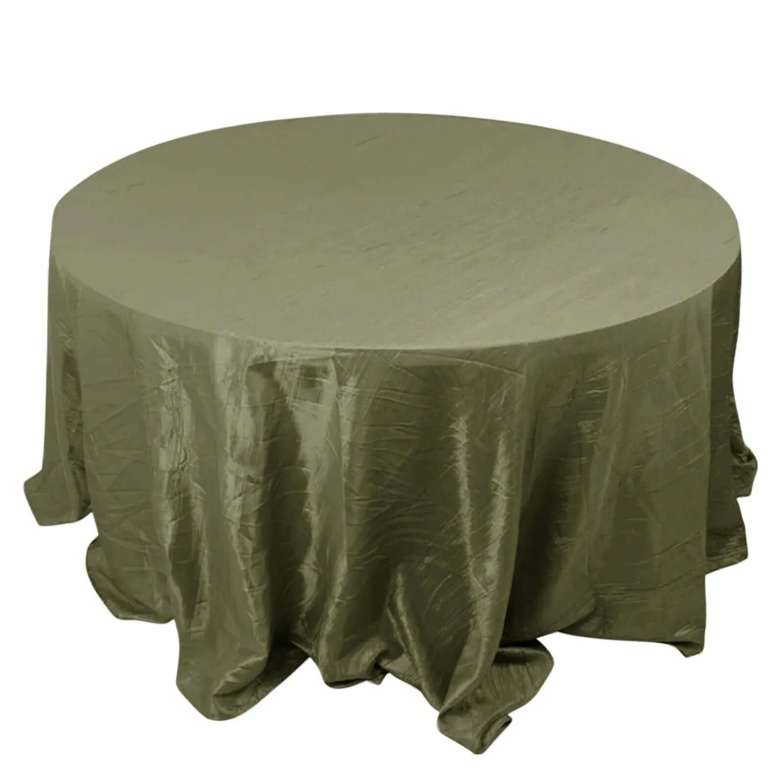 Taffeta 132" Round Tablecloth Dusty Sage Green - Seamless Accordion Crinkle Table Cover Pro Linens