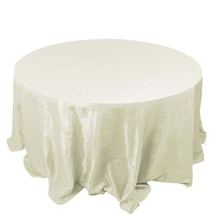 Taffeta 132" Round Tablecloth Ivory - Seamless Accordion Crinkle Table Cover Pro Linens