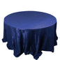 Taffeta 132" Round Tablecloth Navy Blue - Seamless Accordion Crinkle Table Cover Pro Linens