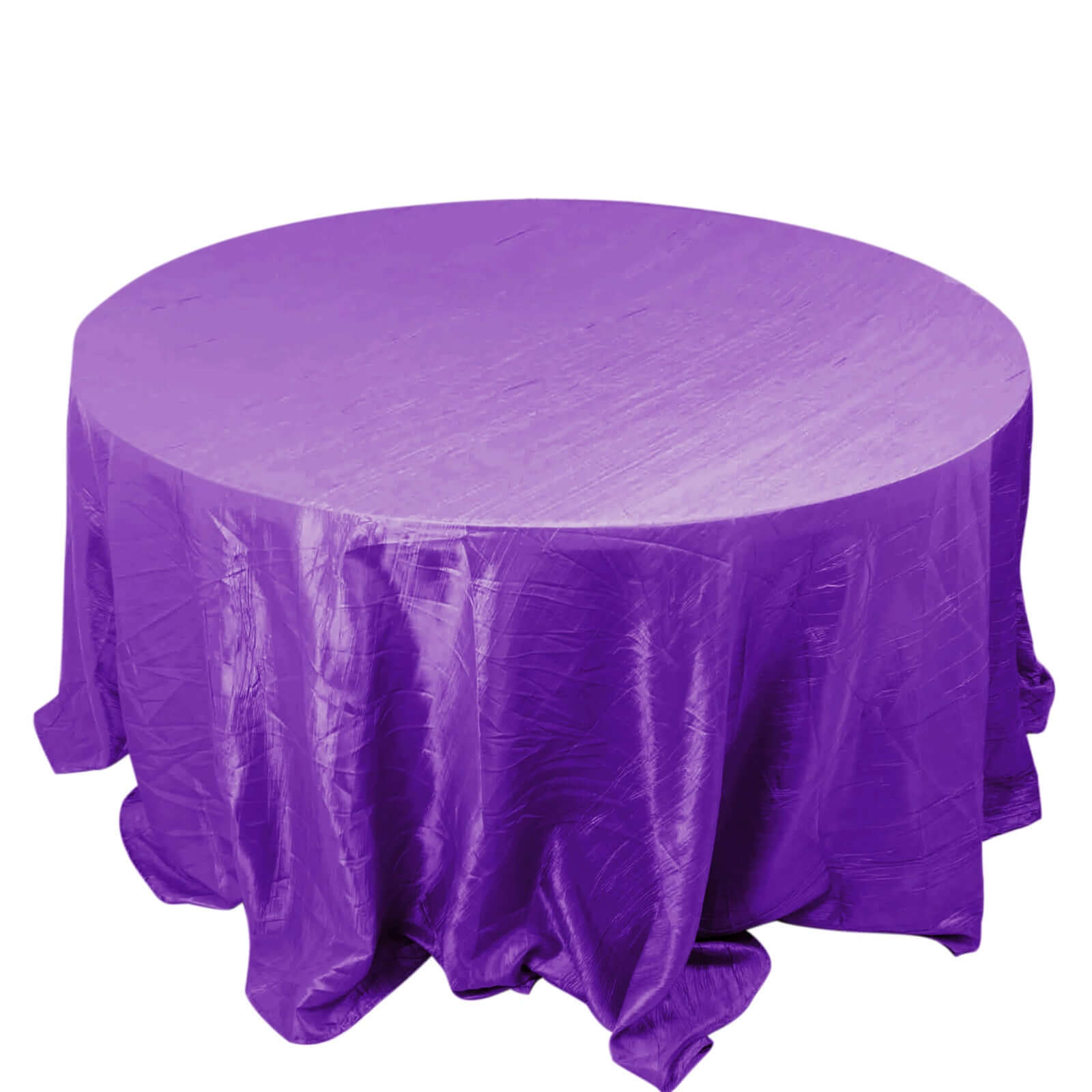 Taffeta 132" Round Tablecloth Purple - Seamless Accordion Crinkle Table Cover Pro Linens