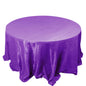 Taffeta 132" Round Tablecloth Purple - Seamless Accordion Crinkle Table Cover Pro Linens