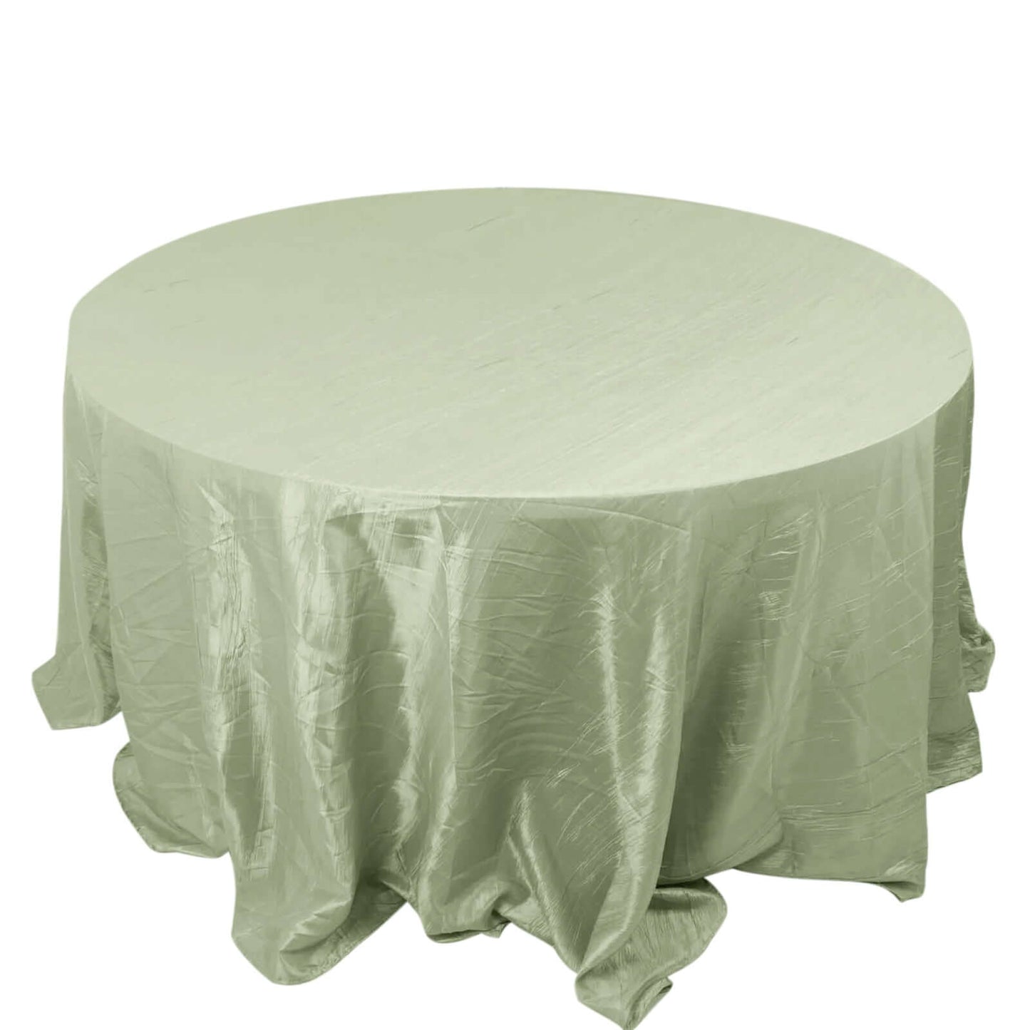 Taffeta 132" Round Tablecloth Sage Green - Seamless Accordion Crinkle Table Cover Pro Linens