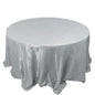 Taffeta 132" Round Tablecloth Silver - Seamless Accordion Crinkle Table Cover Pro Linens