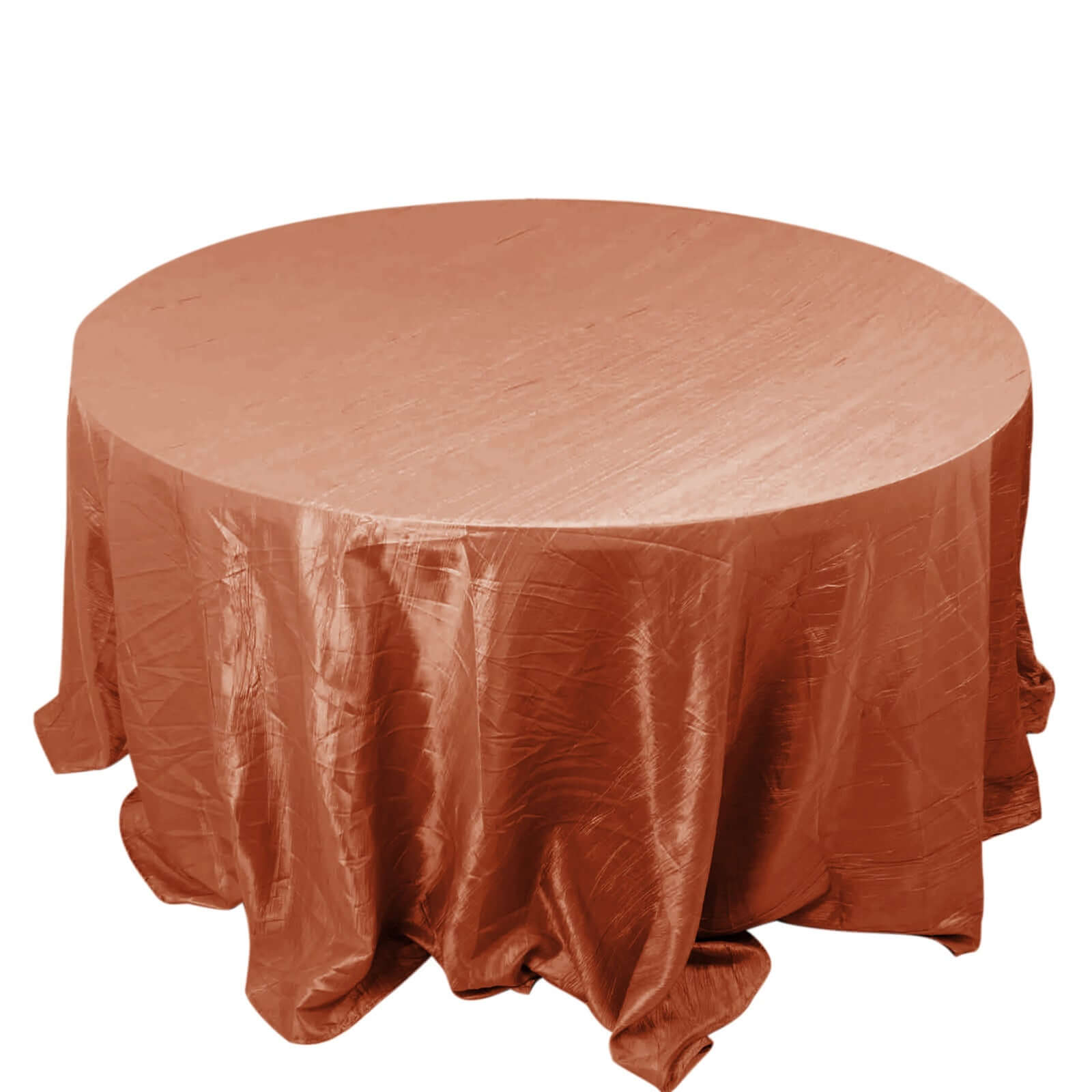 Taffeta 132" Round Tablecloth Terracotta (Rust) - Seamless Accordion Crinkle Table Cover Pro Linens