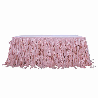 Taffeta 14ft Table Skirt Dusty Rose - Cascading Curly Willow Style Table Cover Pro Linens