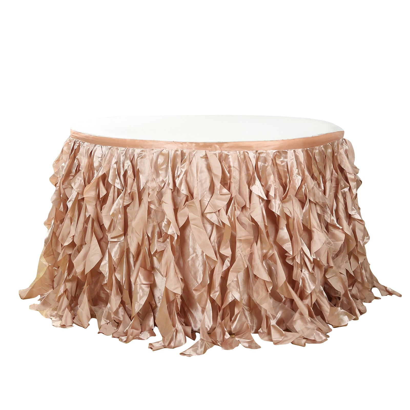 Taffeta 14ft Table Skirt Nude - Cascading Curly Willow Style Table Cover Pro Linens