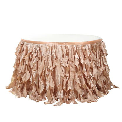 Taffeta 14ft Table Skirt Nude - Cascading Curly Willow Style Table Cover Pro Linens