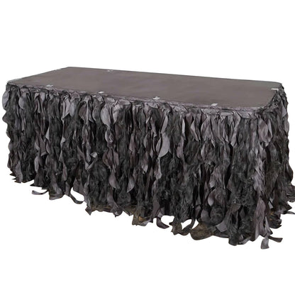 Taffeta 17ft Table Skirt Charcoal Gray - Cascading Curly Willow Style Table Cover Pro Linens