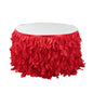 Taffeta 17ft Table Skirt Red - Cascading Curly Willow Style Table Cover Pro Linens