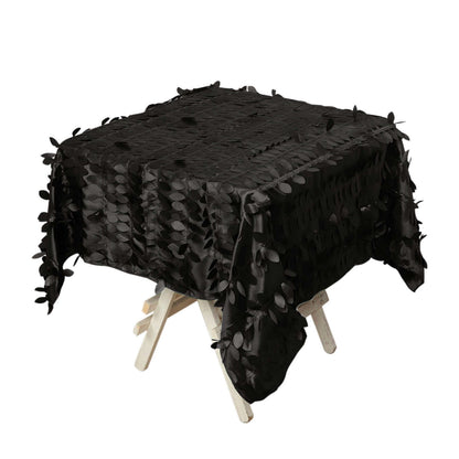 Taffeta 54"x54" Square Tablecloth Black 3D Leaf Petal Table Cover Pro Linens