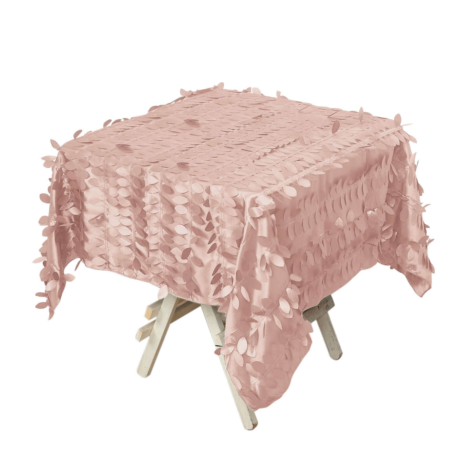 Taffeta 54"x54" Square Tablecloth Dusty Rose 3D Leaf Petal Table Cover Pro Linens