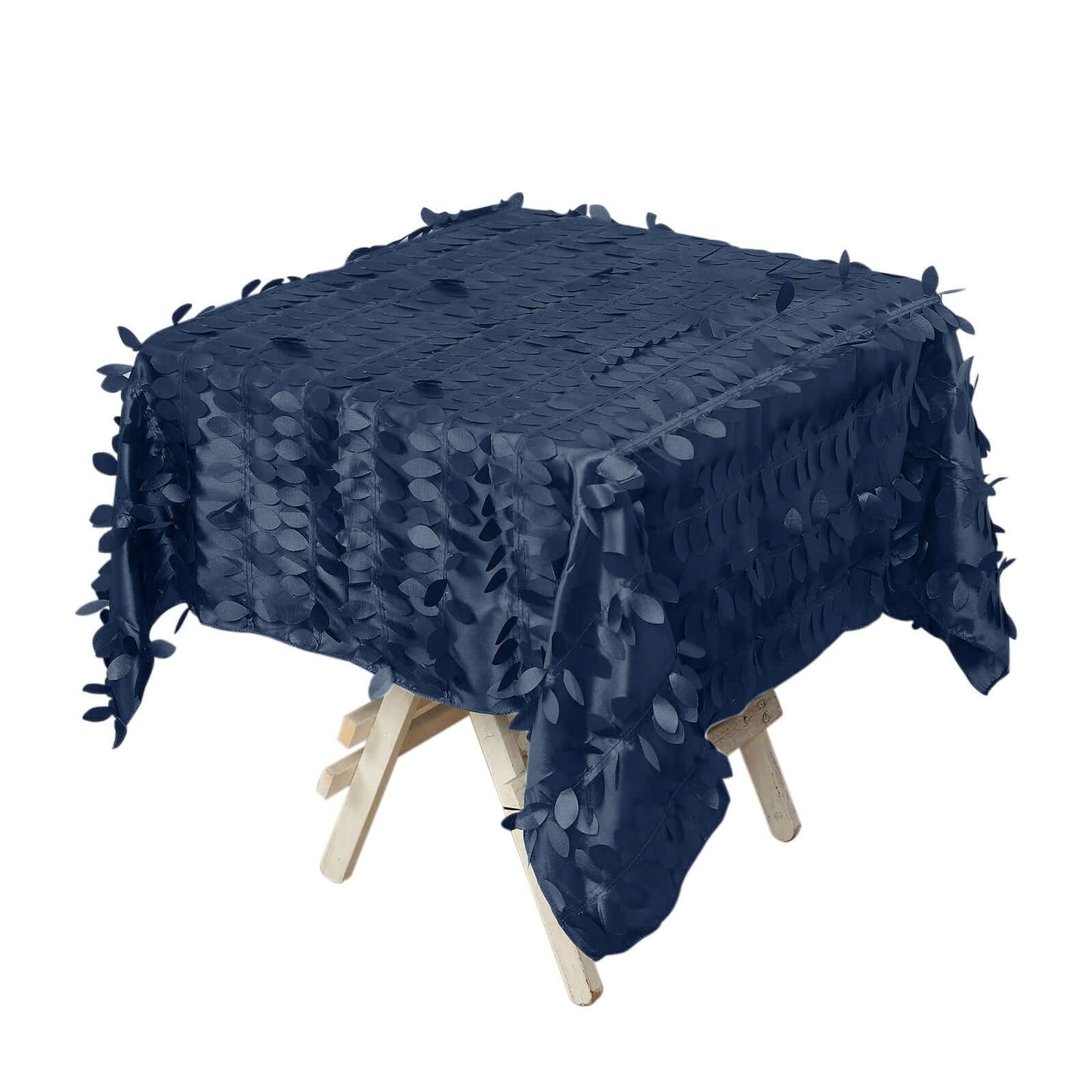 Taffeta 54"x54" Square Tablecloth Navy Blue 3D Leaf Petal Table Cover Pro Linens