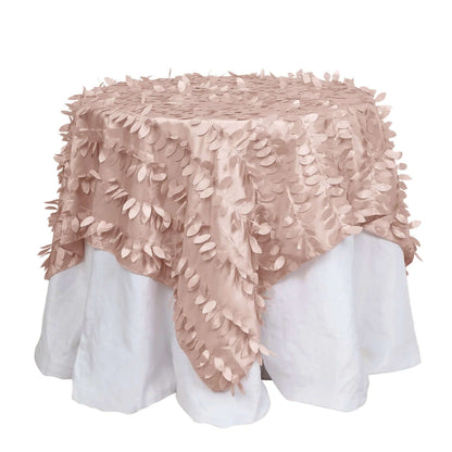 Taffeta 54"x54" Table Overlay Square Tablecloth Dusty Rose 3D Leaf Petal Table Cover Pro Linens