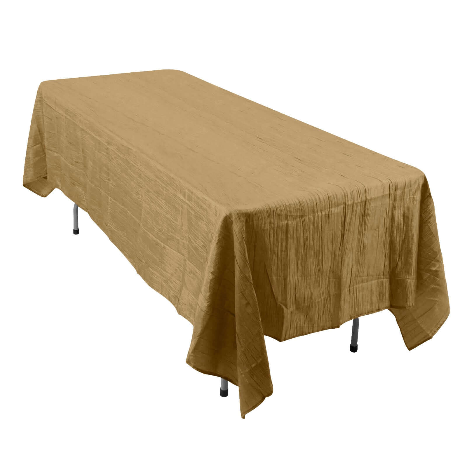 Taffeta 60"x102" Rectangle Tablecloth Gold - Accordion Crinkle Design for Modern Gatherings Pro Linens