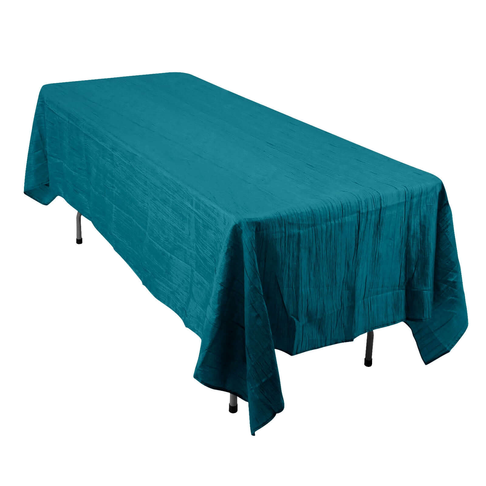 Taffeta 60"x102" Rectangle Tablecloth Teal - Accordion Crinkle Table Cover Pro Linens