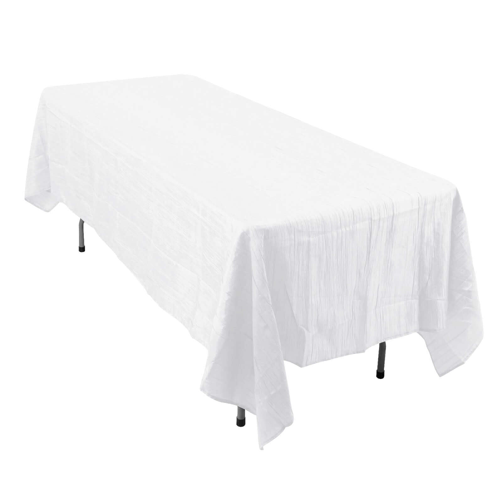 Taffeta 60"x102" Rectangle Tablecloth White - Accordion Crinkle Design for Modern Gatherings Pro Linens