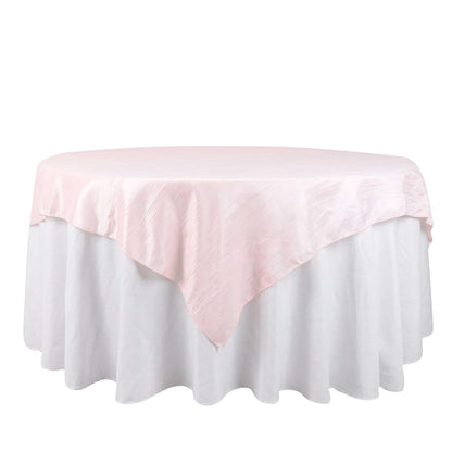 Taffeta 72"x72" Table Overlay Square Tablecloth Blush - Accordion Crinkle Table Cover Pro Linens